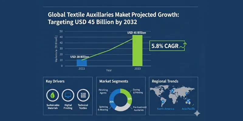 Textile Auxiliaries Market to Reach USD 45 Billion by 2032: Growth Driven by Sustainability & Innovation